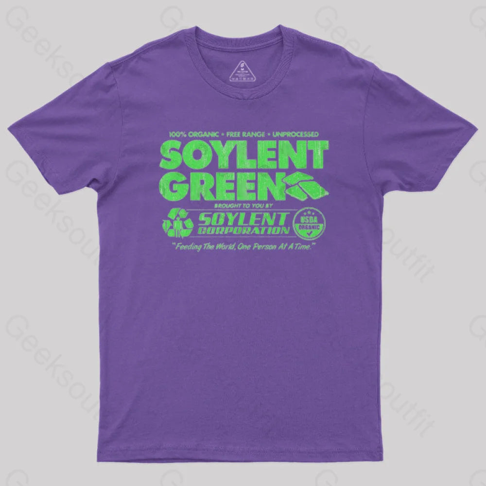 100% Organic Soylent Green Geek T-Shirt Purple / S