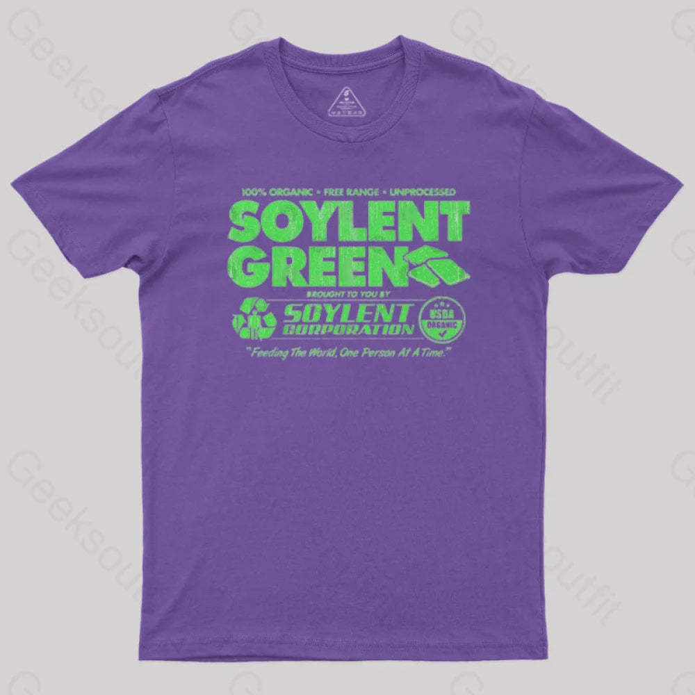 100% Organic Soylent Green Geek T-Shirt Purple / S