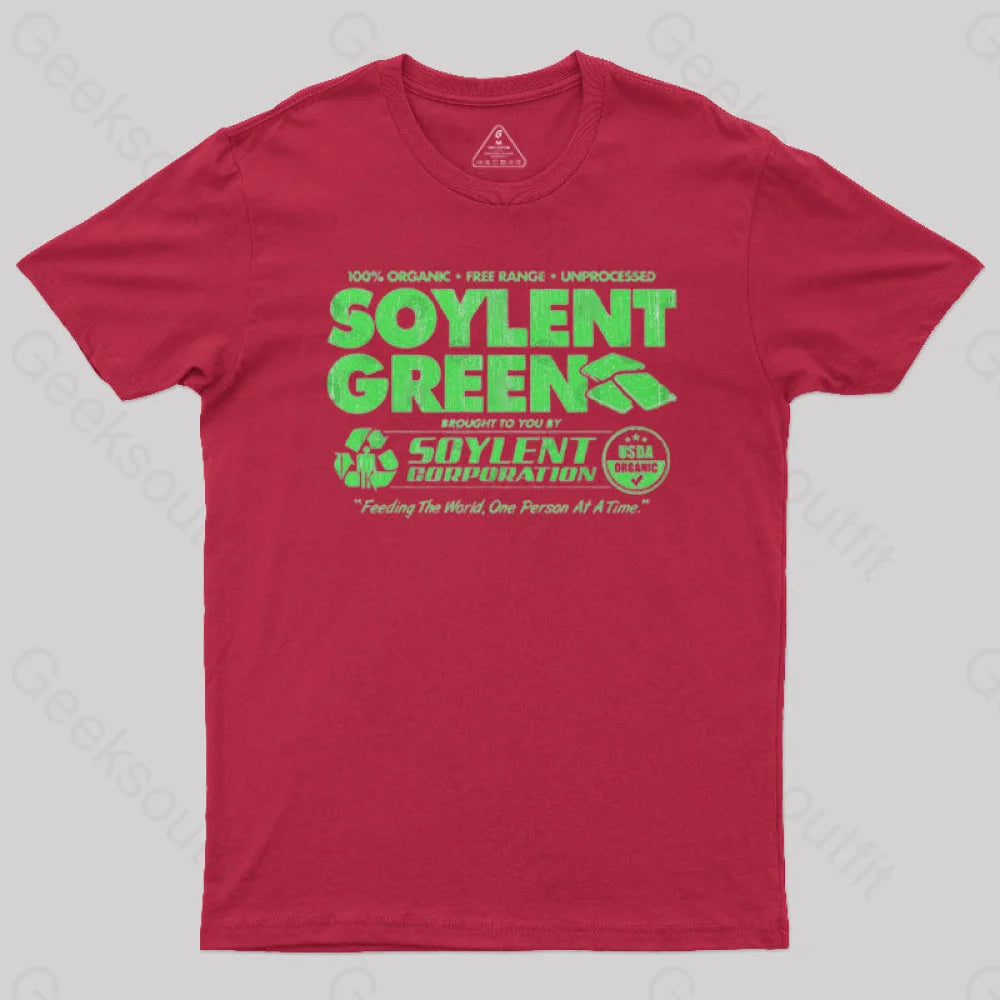100% Organic Soylent Green Geek T-Shirt Red / S
