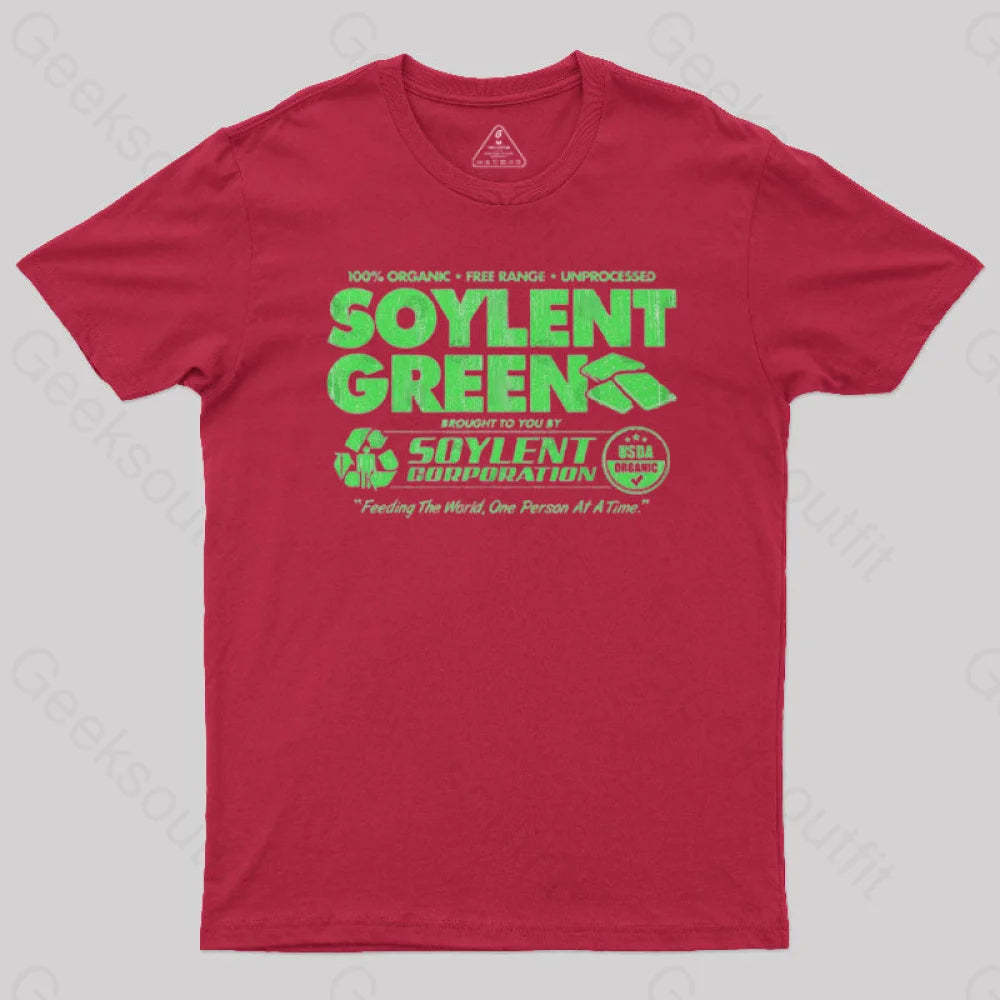 100% Organic Soylent Green Geek T-Shirt Red / S