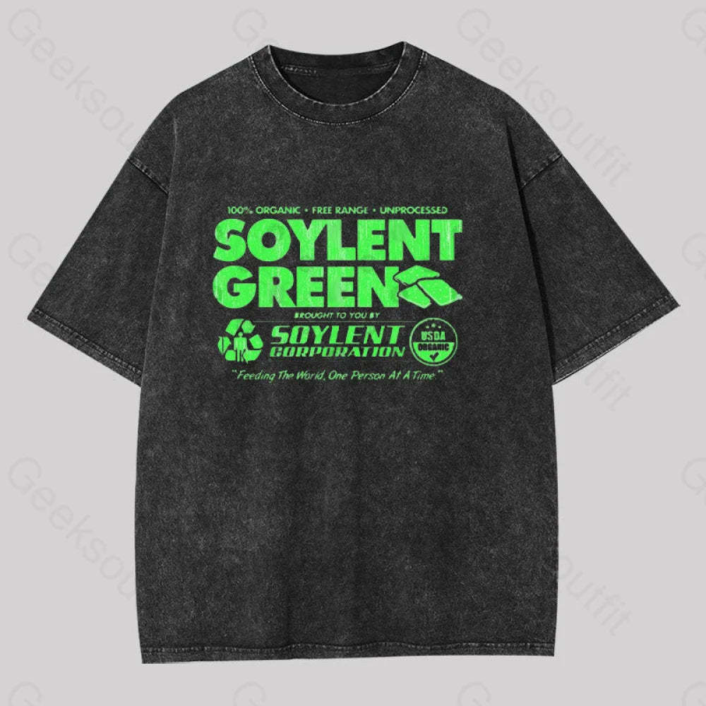 100% Organic Soylent Green Geek Washed T-Shirt Black / S