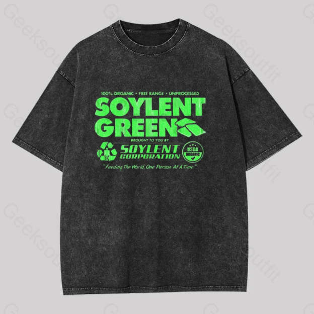 100% Organic Soylent Green Geek Washed T-Shirt Black / S