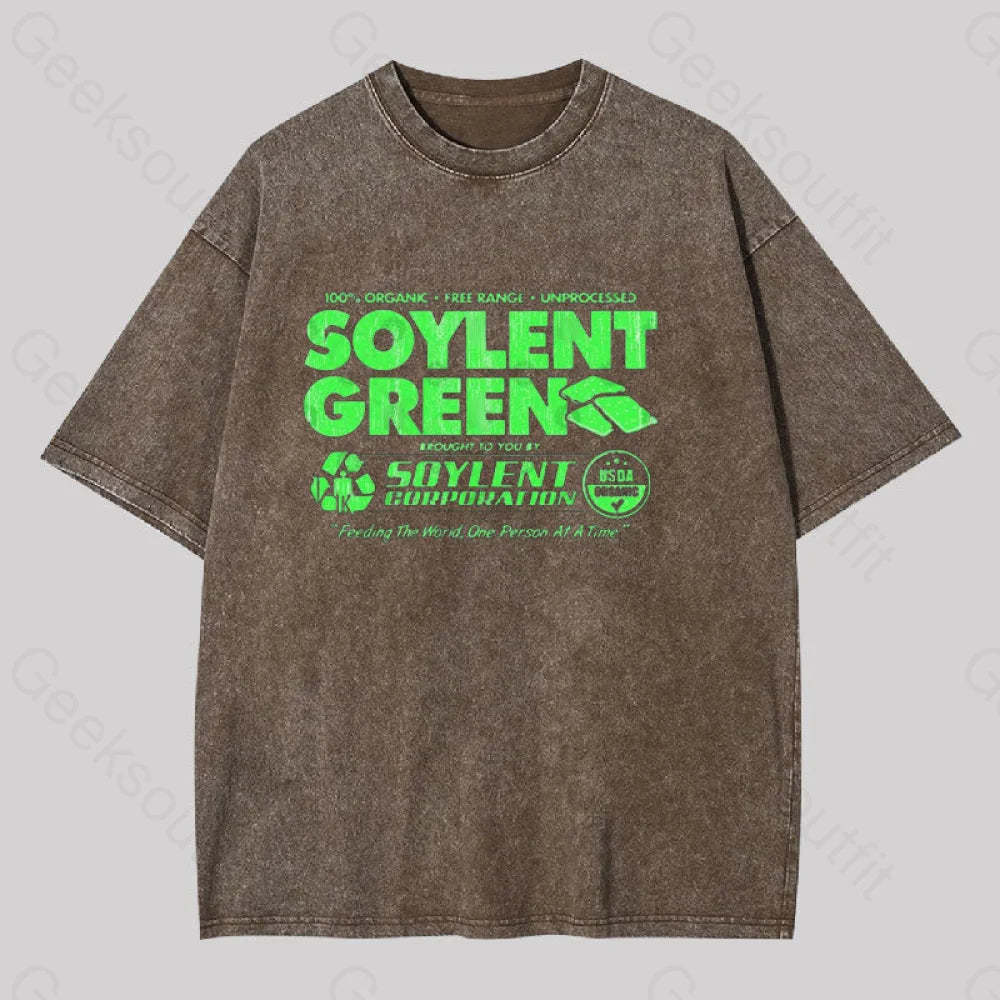 100% Organic Soylent Green Geek Washed T-Shirt Coffee / S