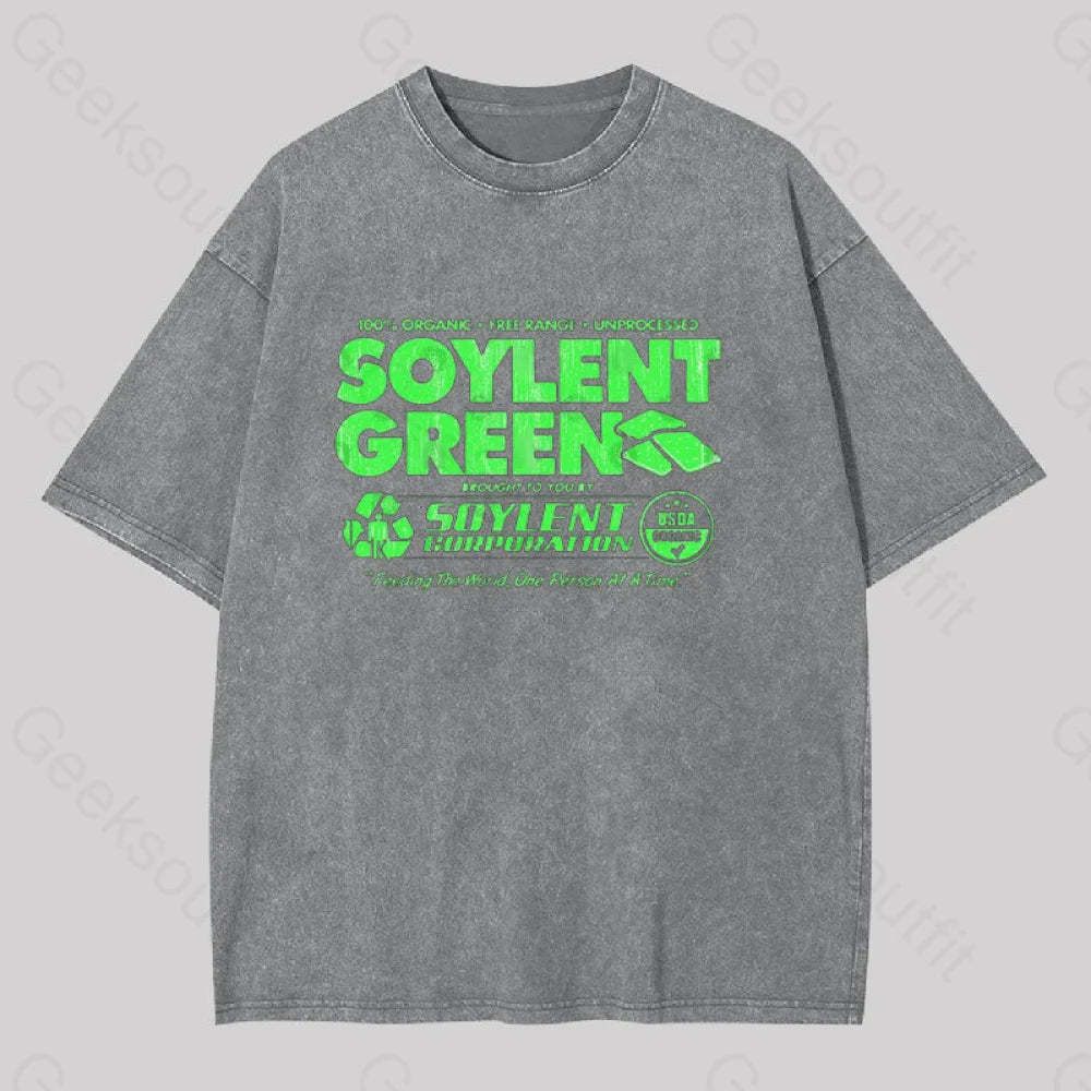 100% Organic Soylent Green Geek Washed T-Shirt Grey / S