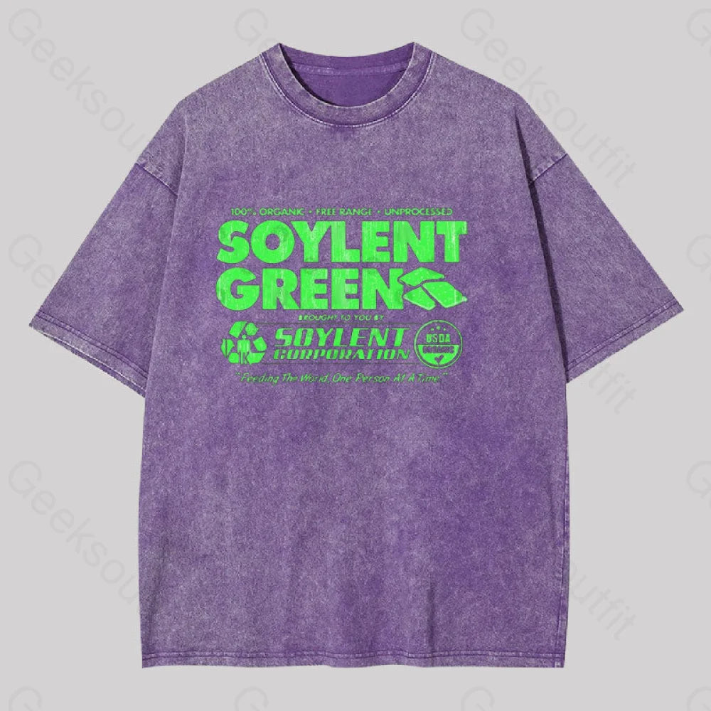 100% Organic Soylent Green Geek Washed T-Shirt Purple / S