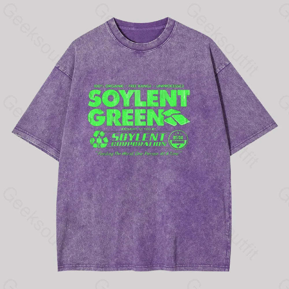 100% Organic Soylent Green Geek Washed T-Shirt Purple / S
