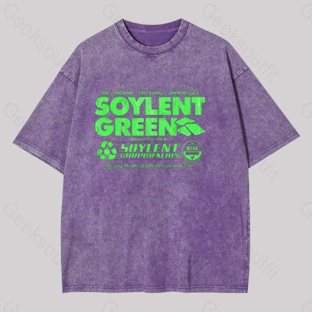 100% Organic Soylent Green Geek Washed T-Shirt Purple / S