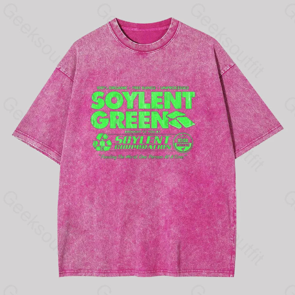 100% Organic Soylent Green Geek Washed T-Shirt Rose Red / S
