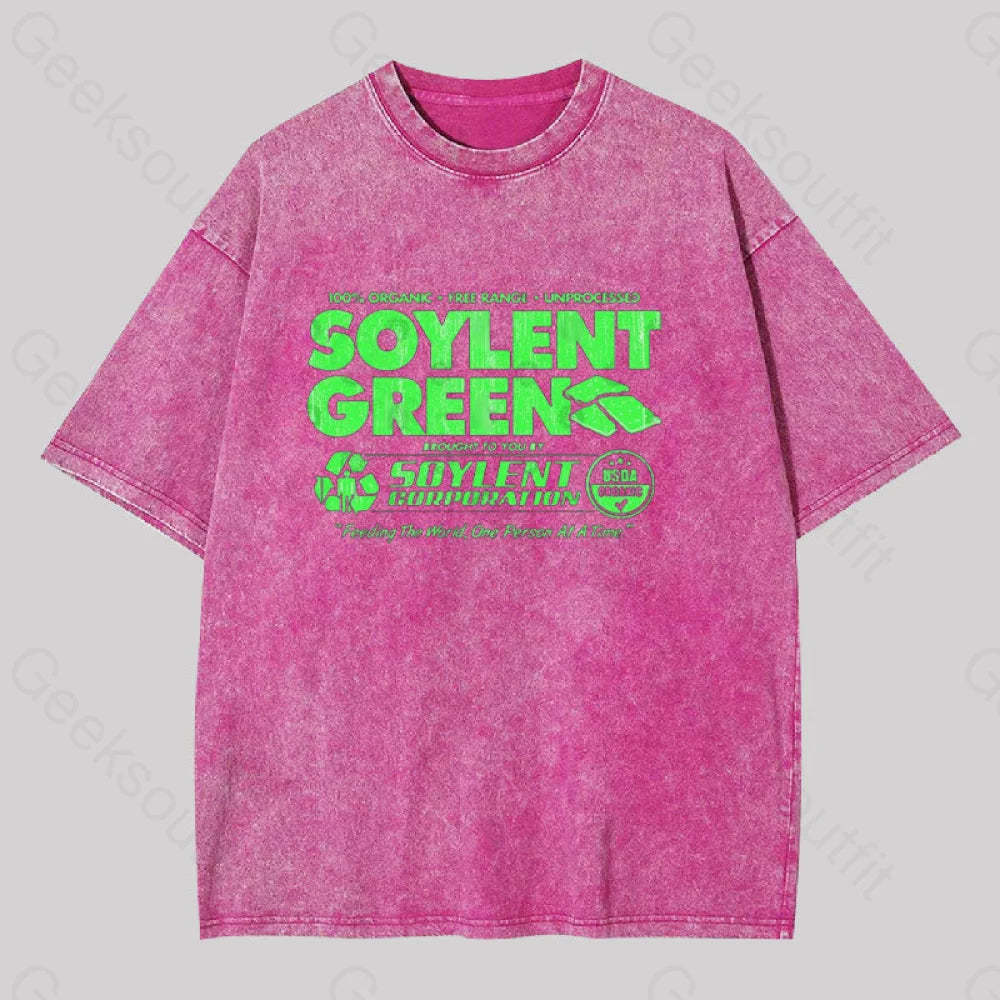 100% Organic Soylent Green Geek Washed T-Shirt Rose Red / S