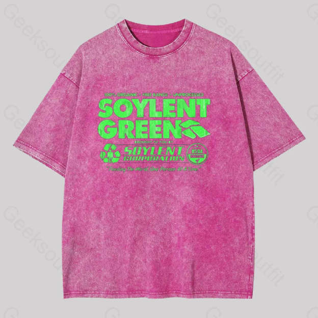 100% Organic Soylent Green Geek Washed T-Shirt Rose Red / S