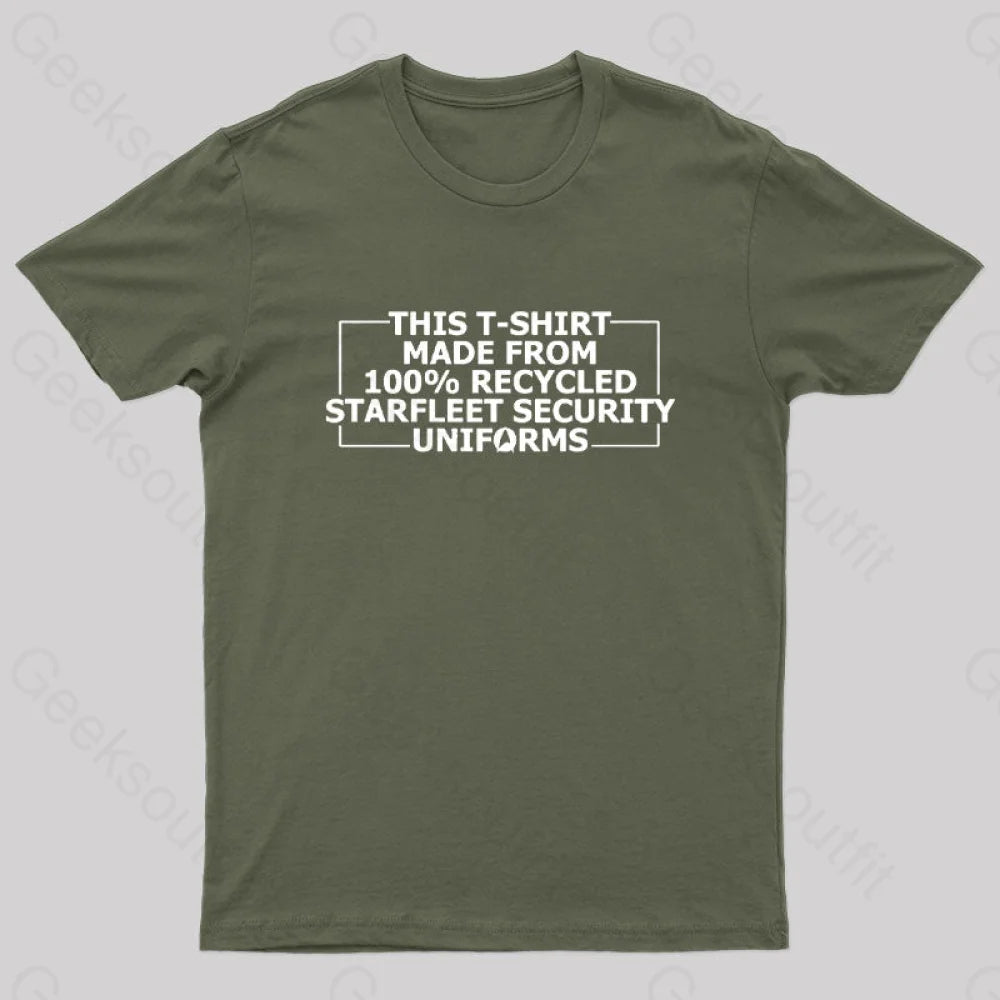 100% Recycled Starfleet Security Geek T-Shirt Army Green / S