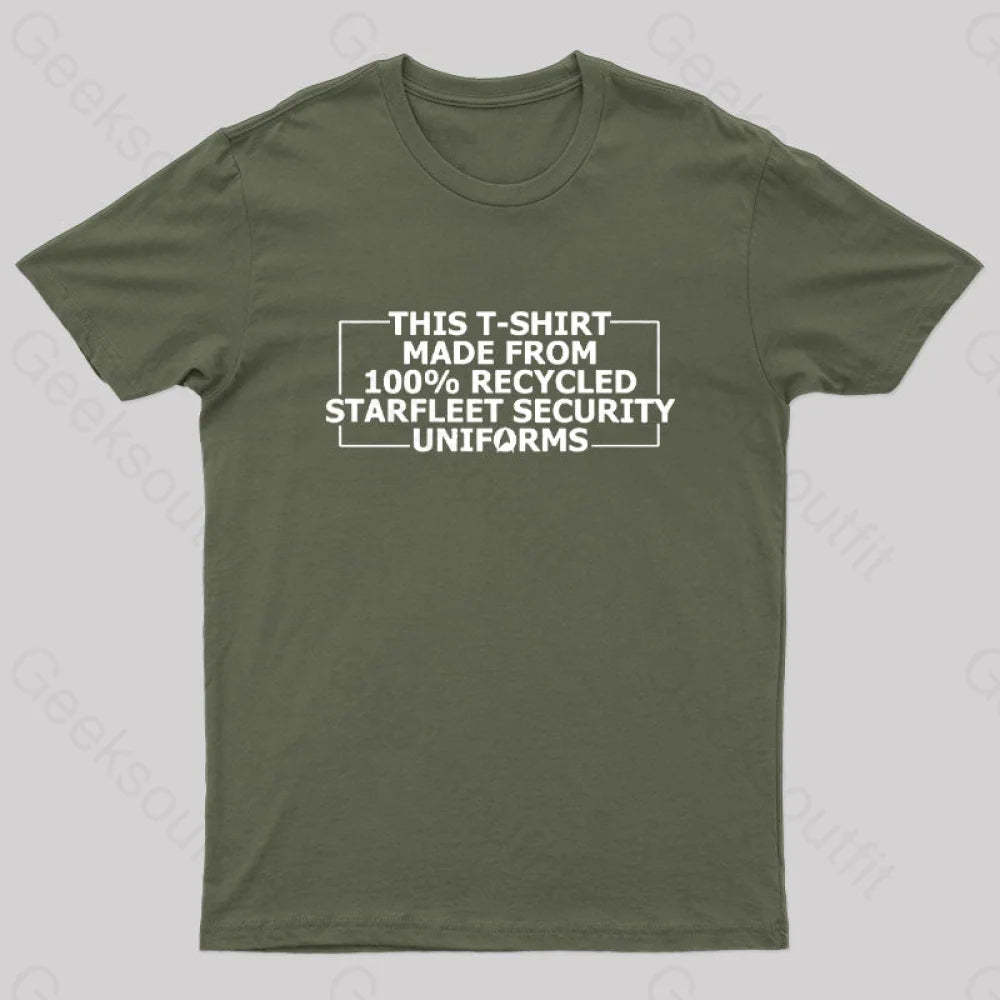 100% Recycled Starfleet Security Geek T-Shirt Army Green / S