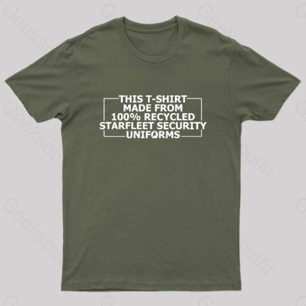 100% Recycled Starfleet Security Geek T-Shirt Army Green / S