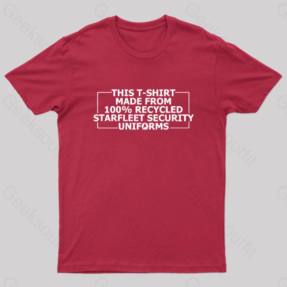 100% Recycled Starfleet Security Geek T-Shirt Red / S