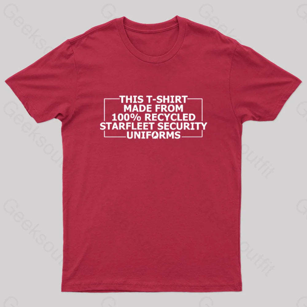 100% Recycled Starfleet Security Geek T-Shirt Red / S