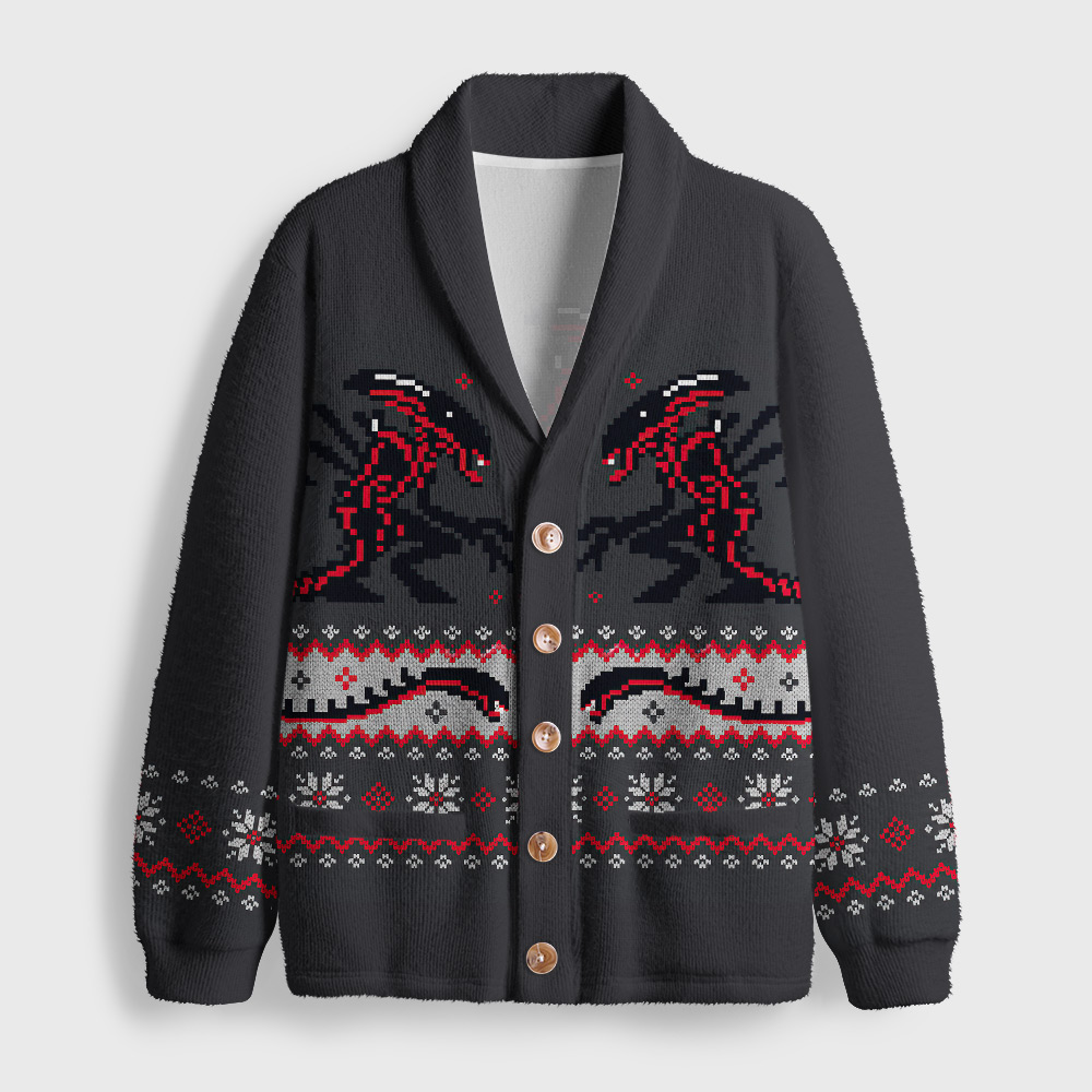 Xenomorph Jacquard Geek Shawl Collar Cardigan