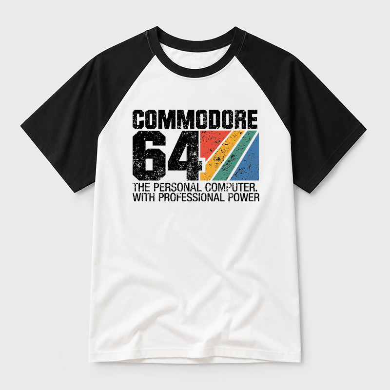 Commodore 64 Retro Geek Retro Raglan T-Shirt