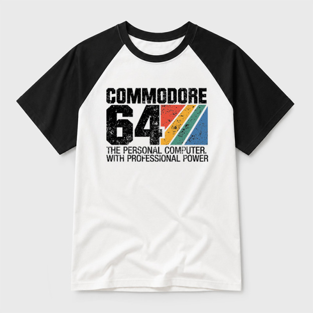 Commodore 64 Retro Geek Retro Raglan T-Shirt