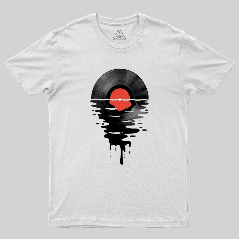 Vinyl LP Music Record Sunset Red Geek T-Shirt