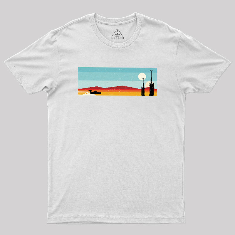 Desert Sunset Rocket Silhouette Geek T-Shirt
