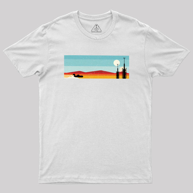 Desert Sunset Rocket Silhouette Geek T-Shirt