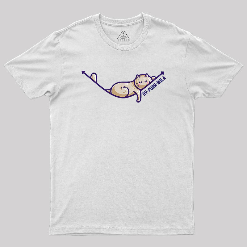 Hy-purr-bola Hyperbola Maths Cat Pun Geek T-Shirt