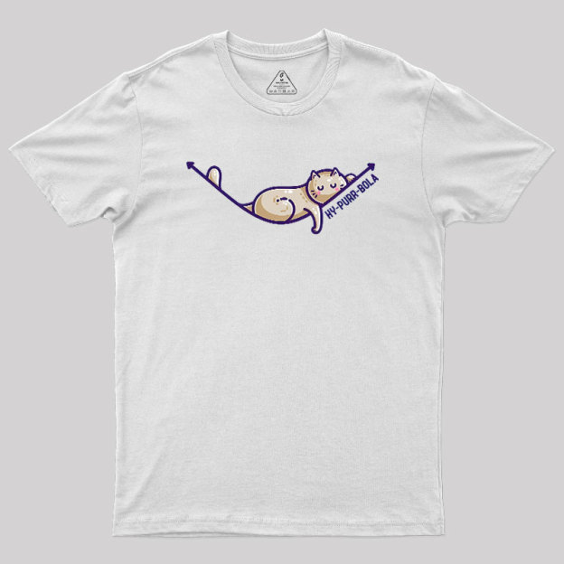 Hy-purr-bola Hyperbola Maths Cat Pun Geek T-Shirt