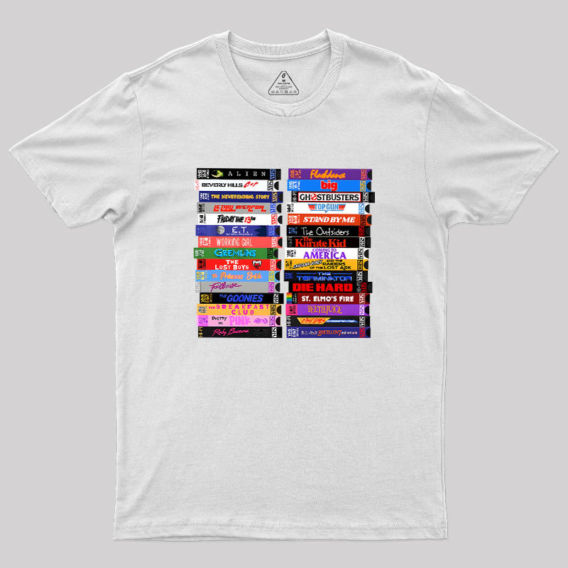 Retro 80s Movies VHS Stacks Geek T-Shirt
