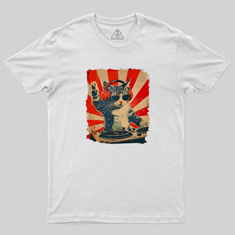Rock Music Cat Vintage Geek T-Shirt
