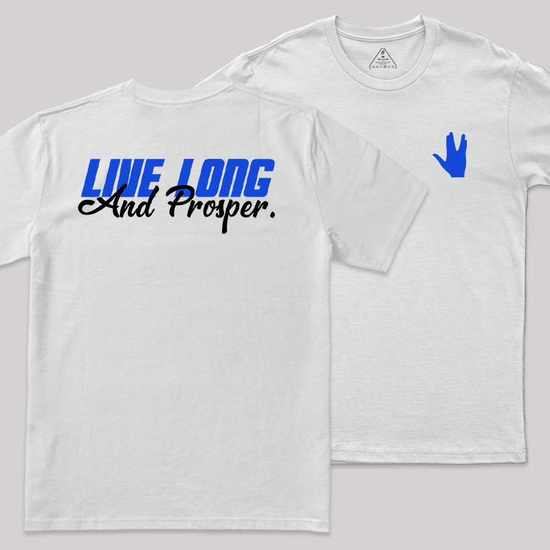 Live Long Front and Back Printed Geek T-Shirt