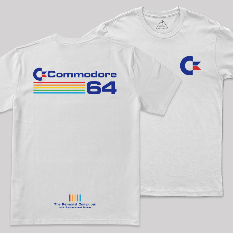 Commodore 64 Blue Front and Back Printing Geek T-Shirt