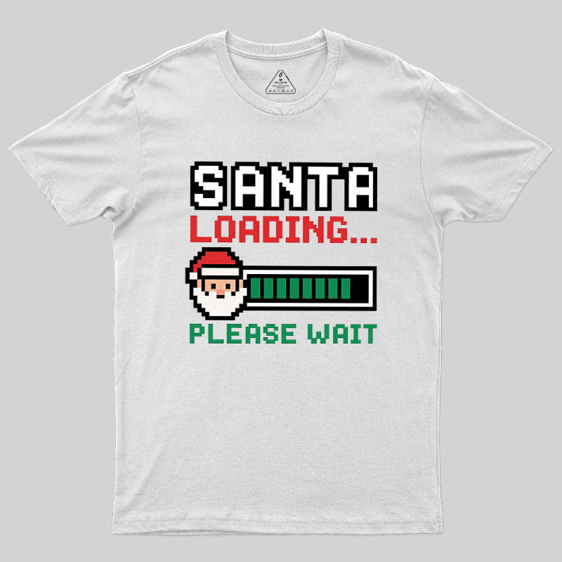 Santa Loading Pixel Design Geek T-Shirt