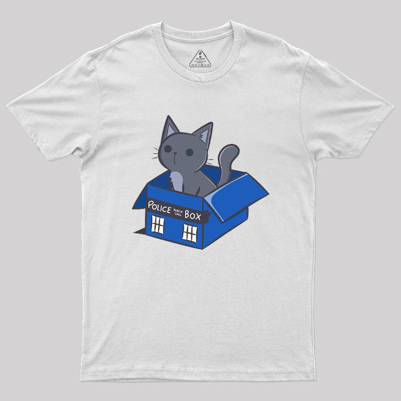 Cat In a Blue Box Geek T-Shirt