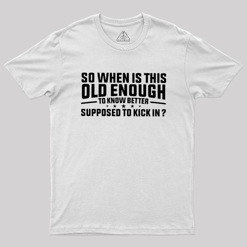 So When Is This Old Enough To Know Better Supposed To Kick In Geek T-Shirt