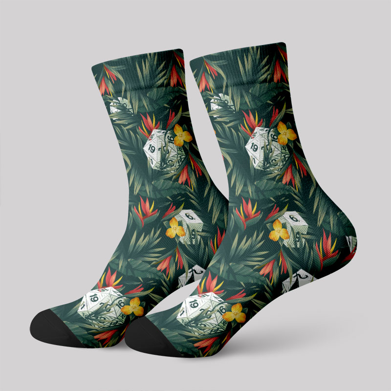 DND Multi Sided Dice in The Flower Cluster Men's Socks