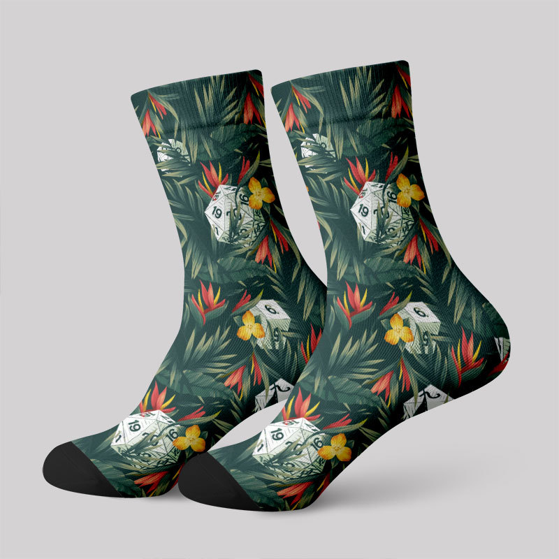 DND Multi Sided Dice in The Flower Cluster Men's Socks