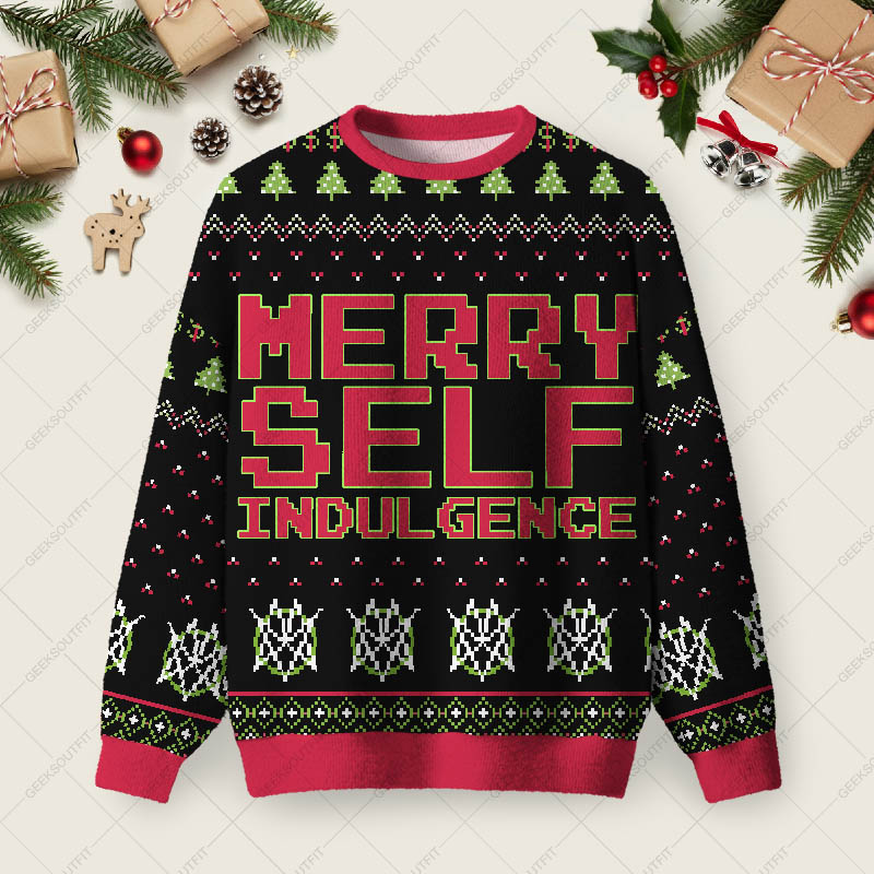 Merry Self Indulgence Ugly Christmas Fuzzy Fleece Sweatshirt