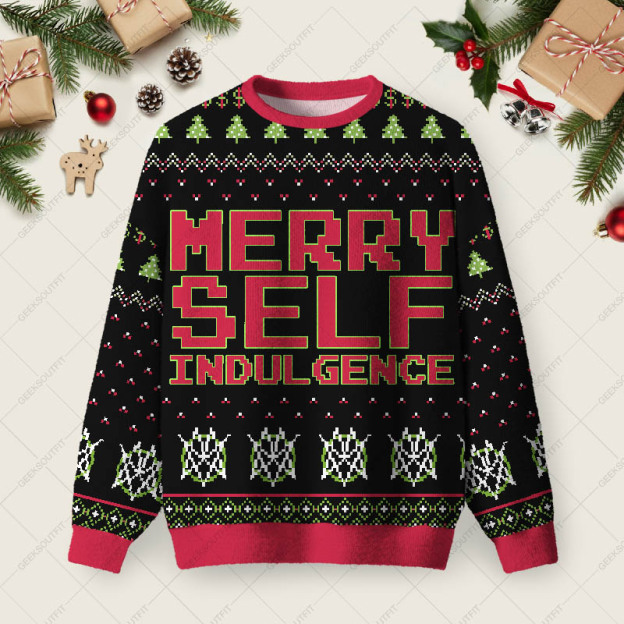 Merry Self Indulgence Ugly Christmas Fuzzy Fleece Sweatshirt