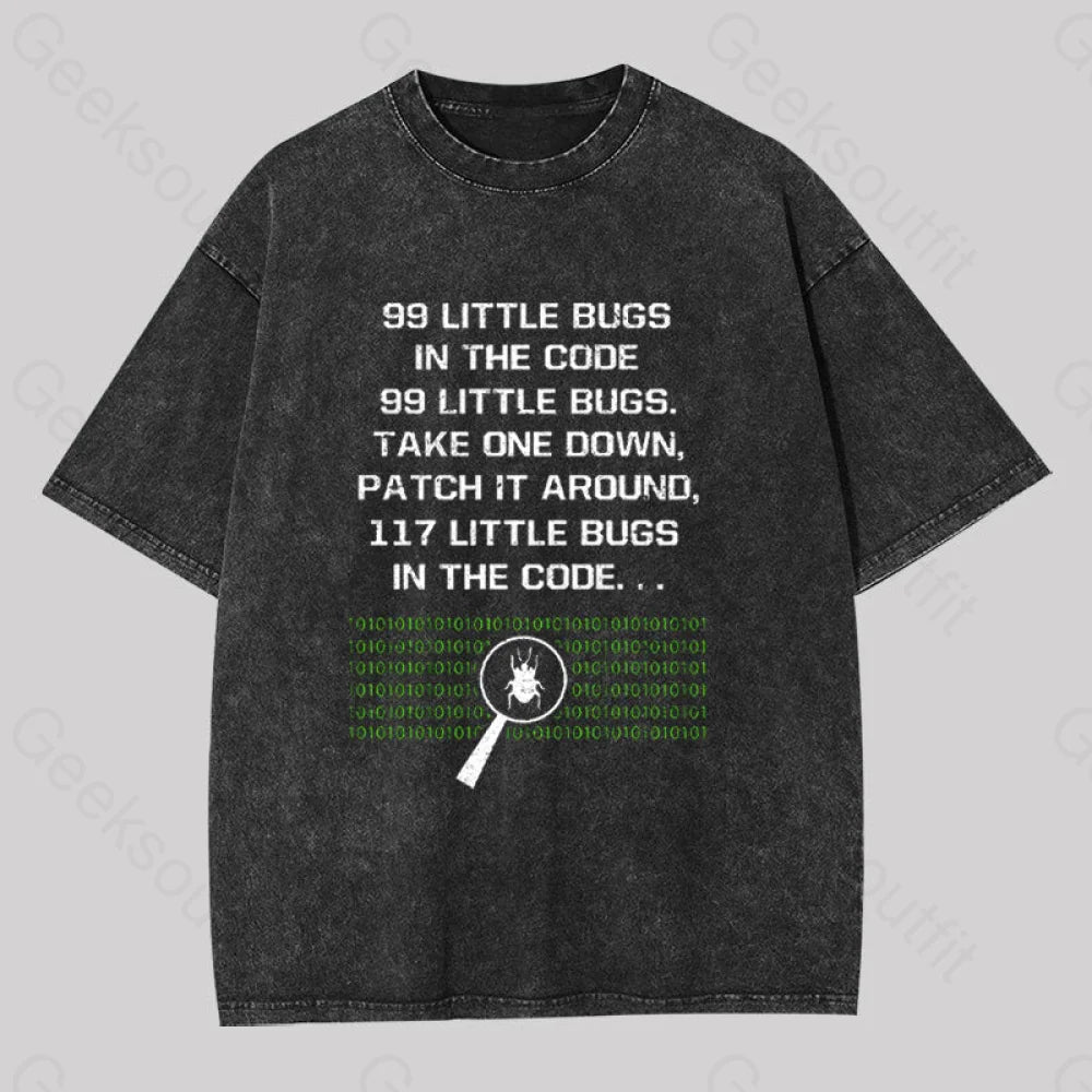 117 Little Bugs In The Code Geek Washed T-Shirt Black / S