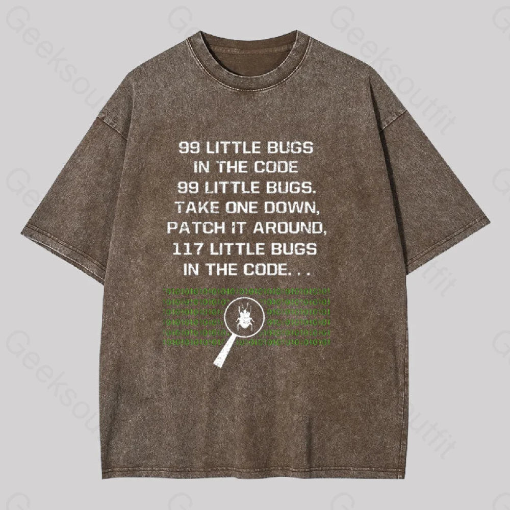 117 Little Bugs In The Code Geek Washed T-Shirt Coffee / S