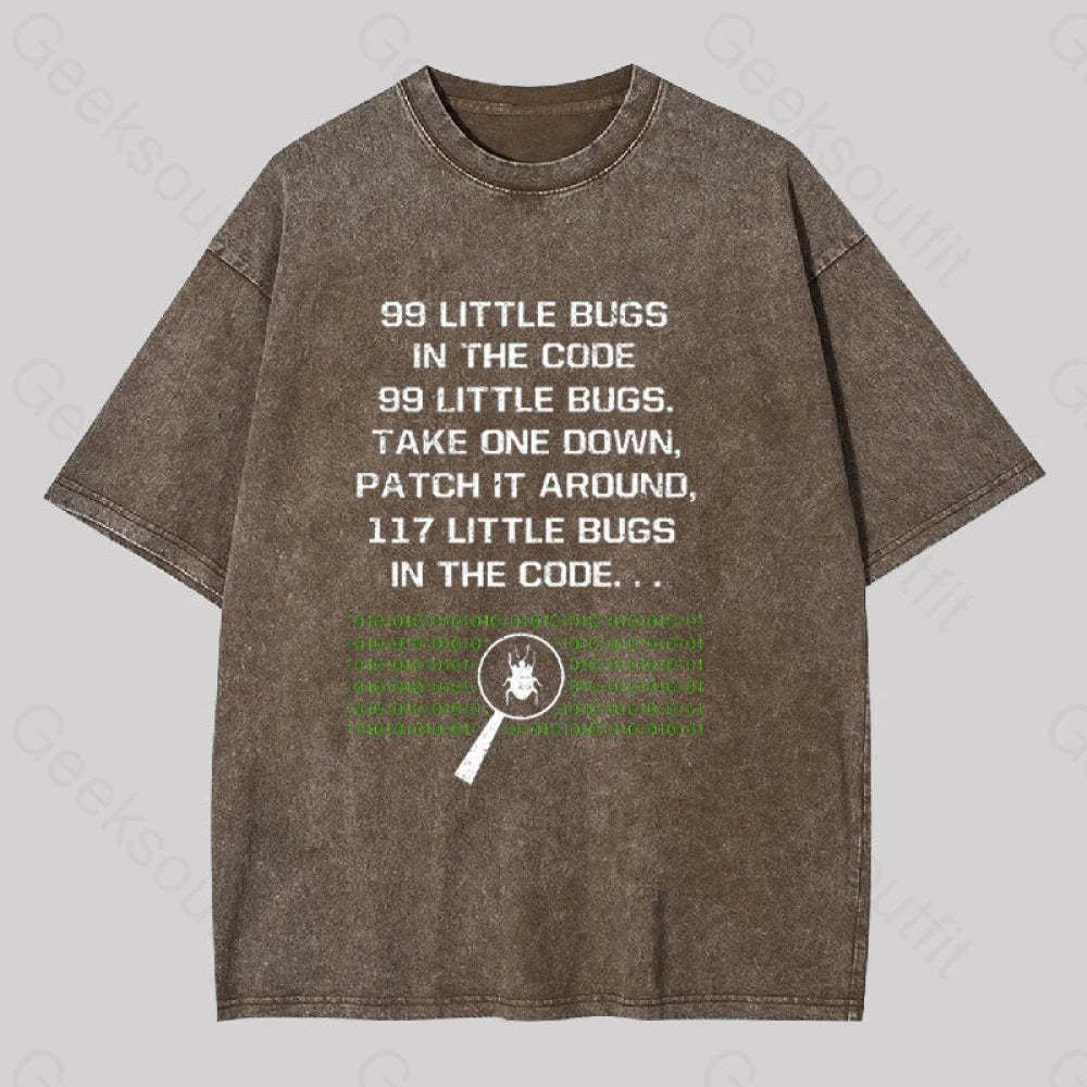 117 Little Bugs In The Code Geek Washed T-Shirt Coffee / S