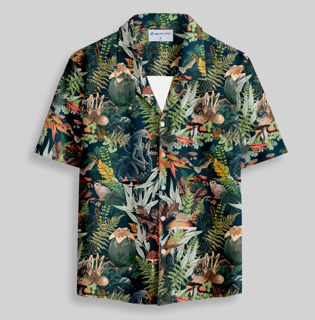 Jungle Alien Button Up Pocket Shirt