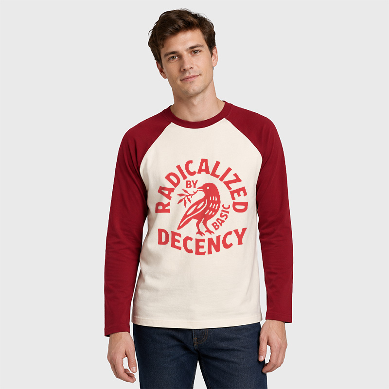 Radicalized By Basic Decency Geek Retro Raglan Long-Sleeve Tee