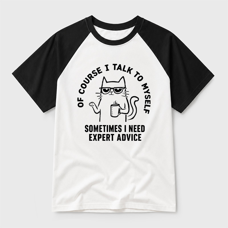 Talk To Myself Cat Geek Retro Raglan T-Shirt