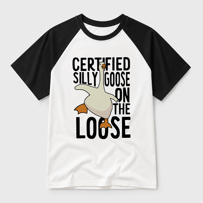 Certified Silly Goose On The Loose Geek Retro Raglan T-Shirt