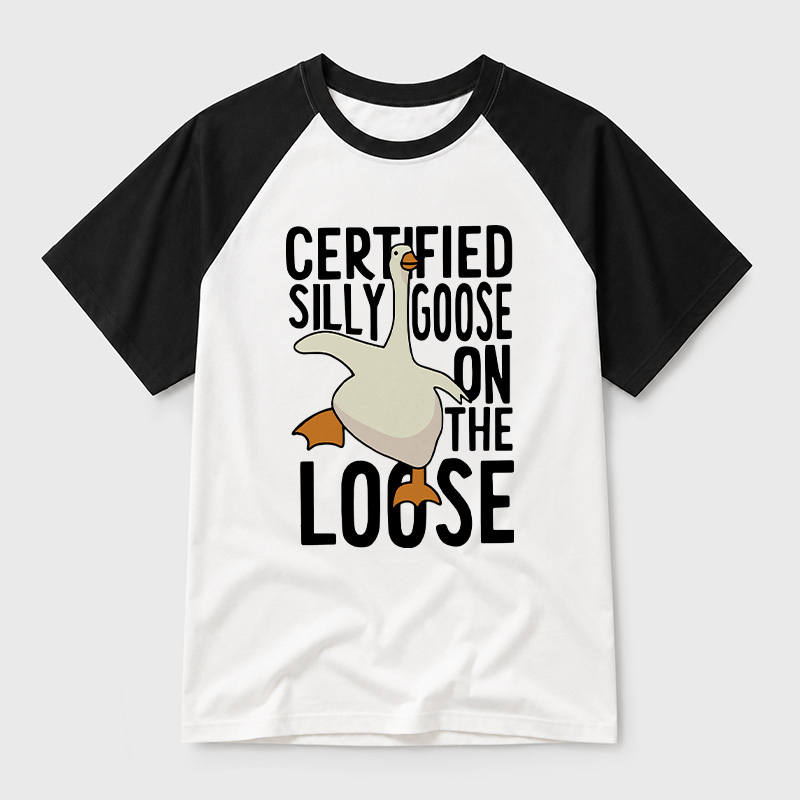 Certified Silly Goose On The Loose Geek Retro Raglan T-Shirt