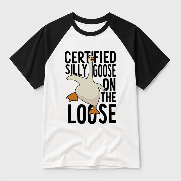 Certified Silly Goose On The Loose Geek Retro Raglan T-Shirt