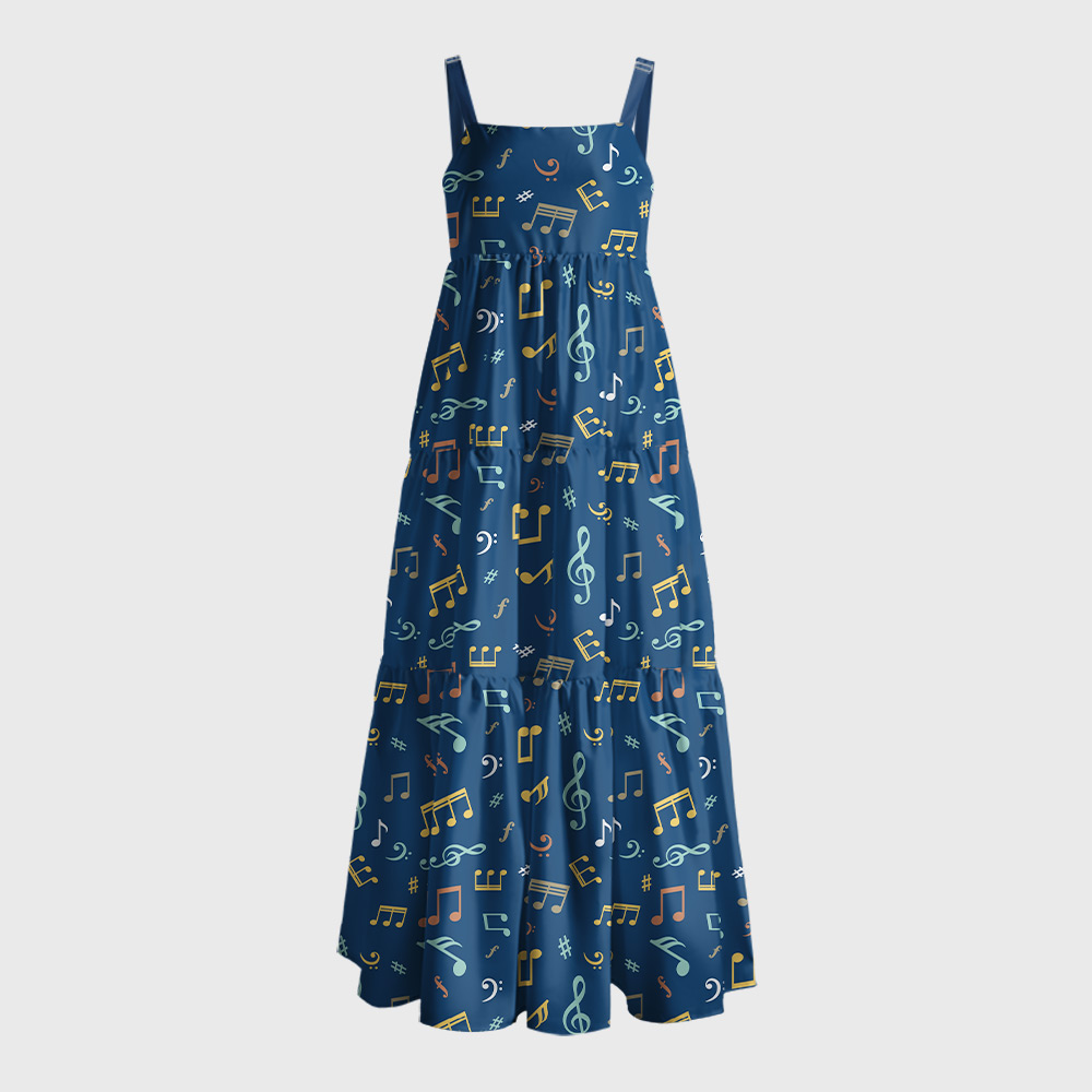 Musical Notes Geek Tiered Cami Maxi Dress
