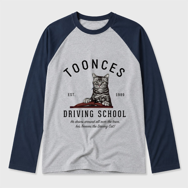 Toonces Driving School - Est. 1989 Geek Retro Raglan Long-Sleeve Tee