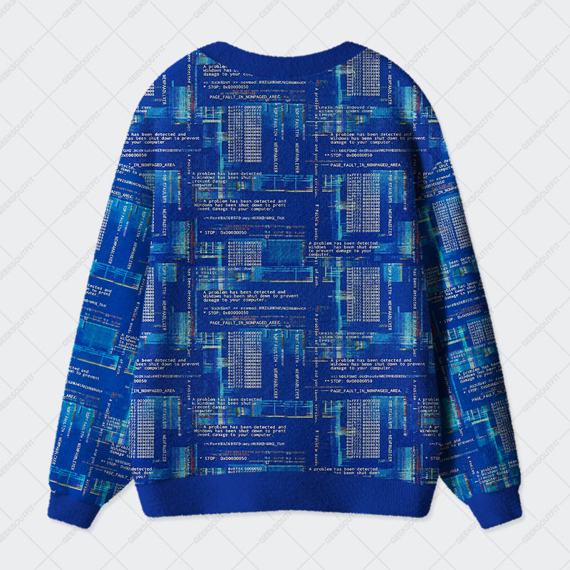 Blue Cyber Code Pattern Geek Ugly Cardigan Sweaters 